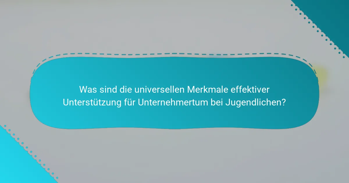 Was sind die universellen Merkmale effektiver Unterstützung für Unternehmertum bei Jugendlichen?